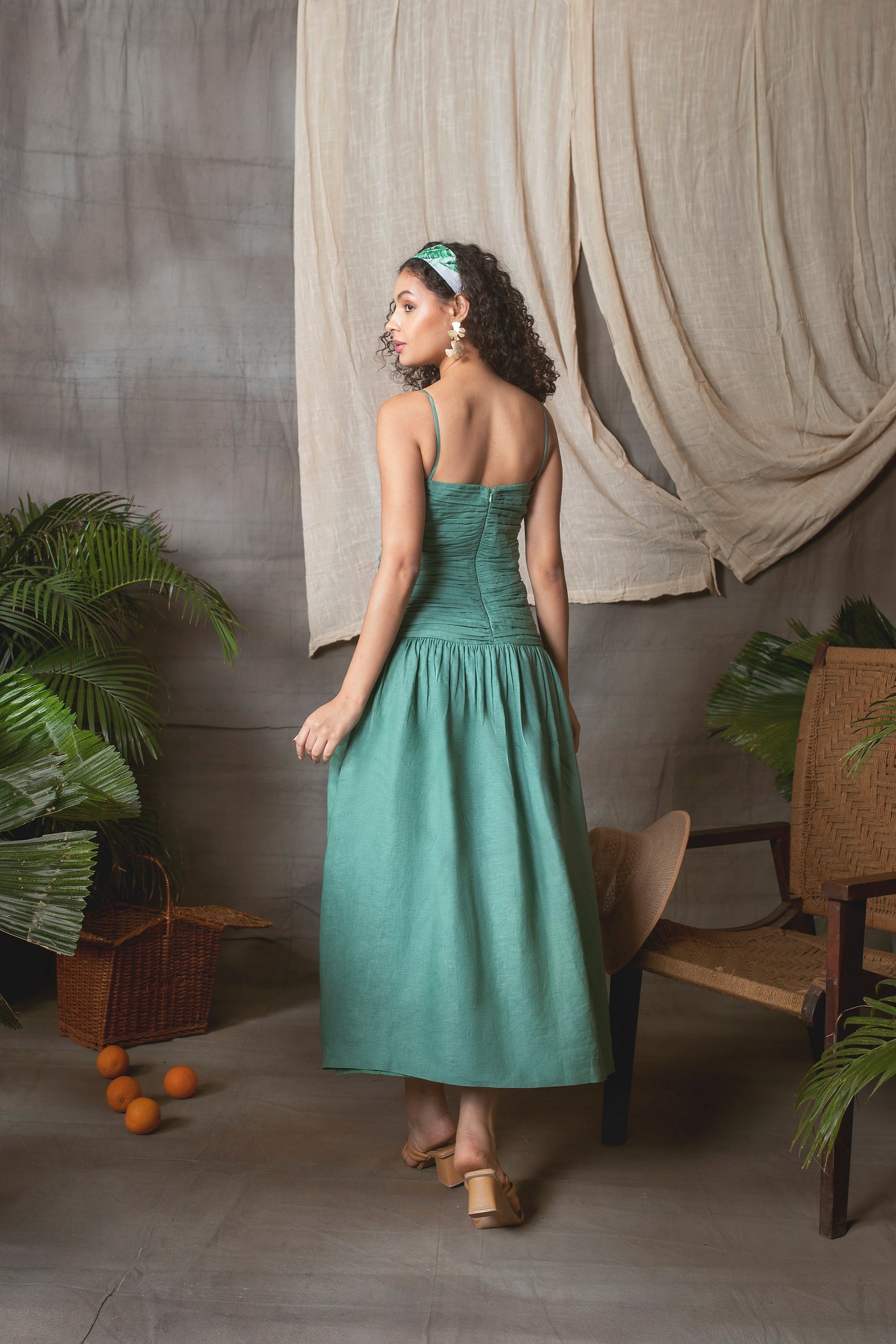Sage green Draped Dress