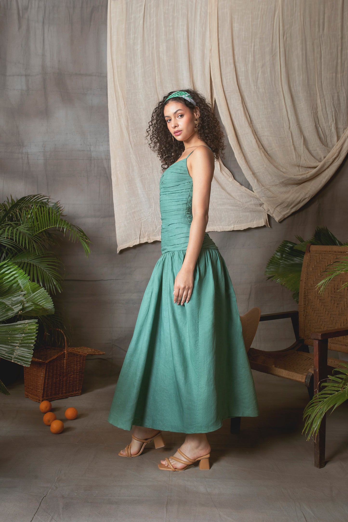 Sage green Draped Dress